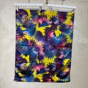 Neon Tropical Feather Silk Scarf Bold Vibrant Y2K Luxe Statement Piece Festival